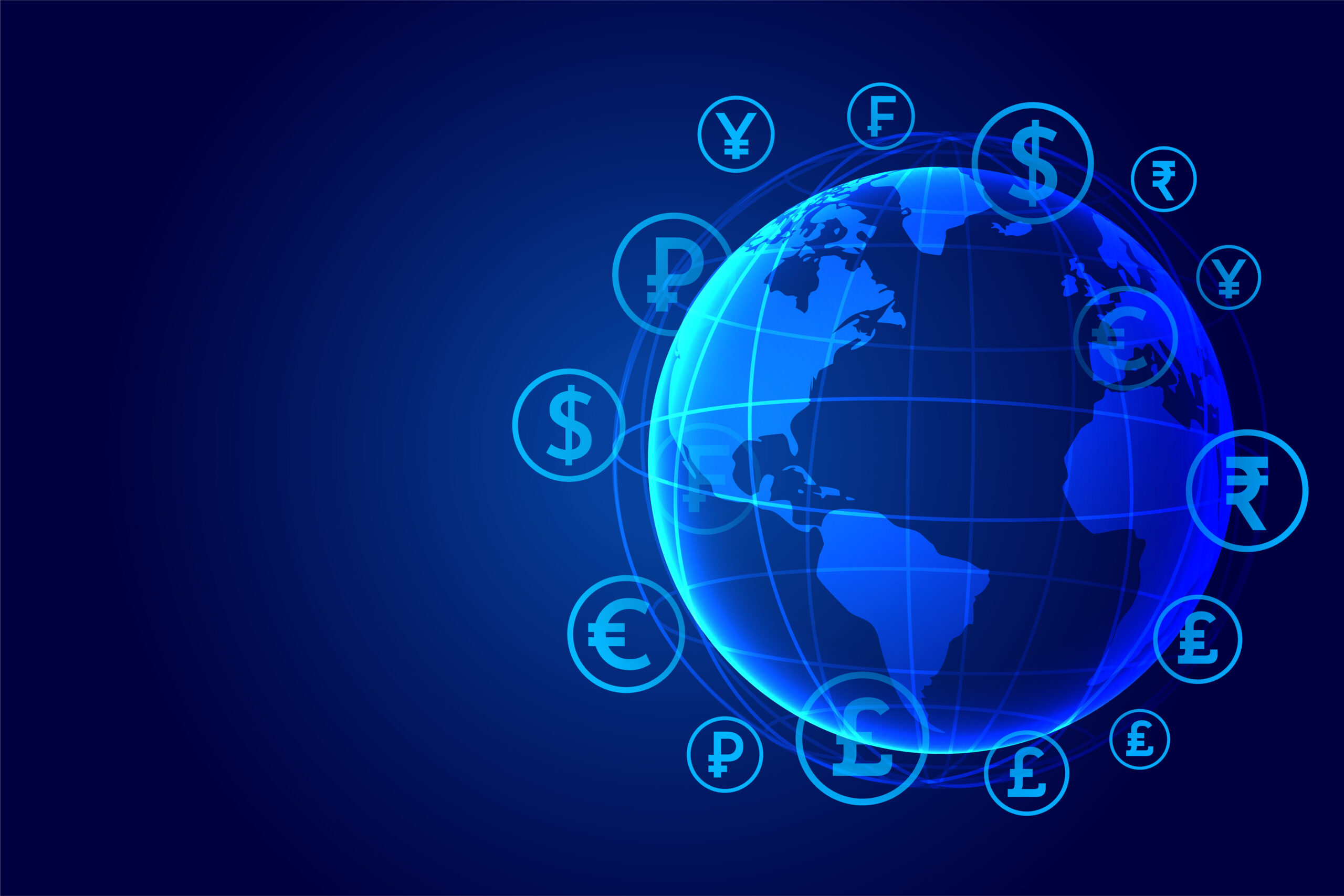 International tax planning globe with multiple currency symbols representing cross-border PPLI and private placement life insurance considerations